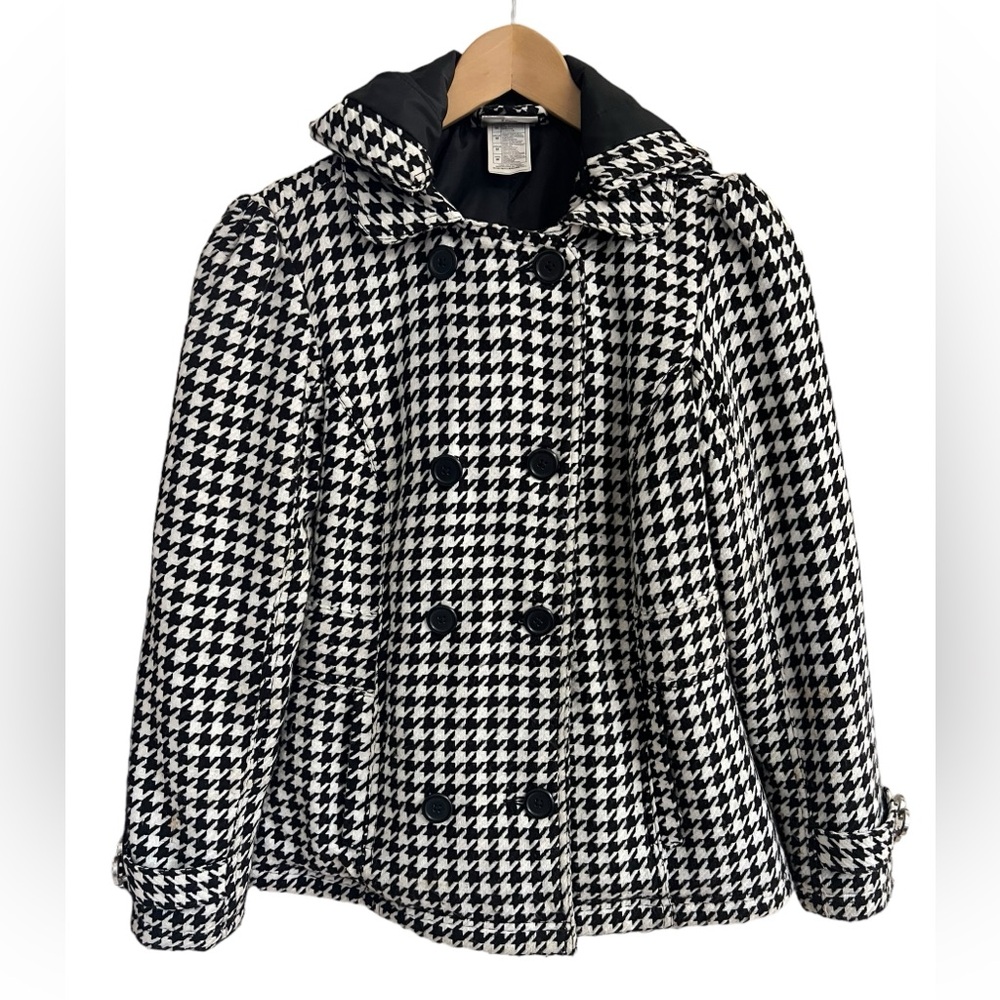 DISNEY PARKS Mickey Houndstooth Jacket Coat Zip-Off Hood Women’s Size‎ M Classic
